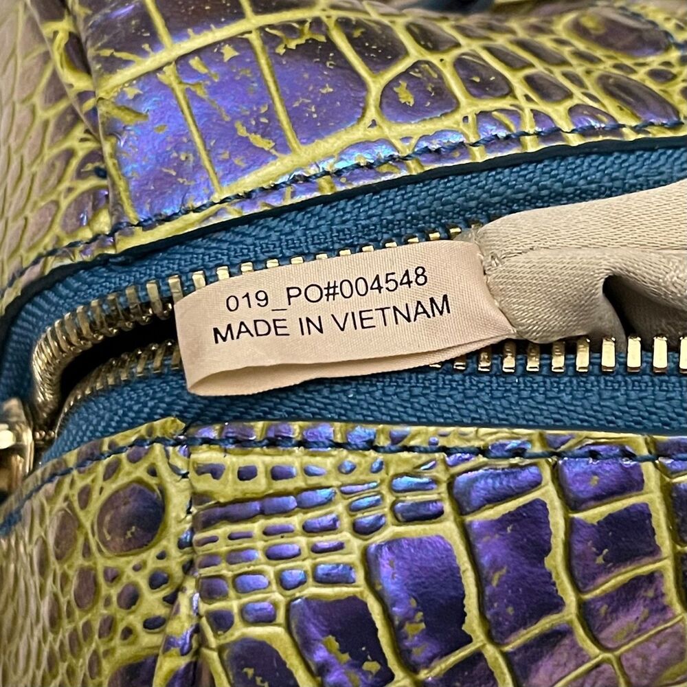 Brahmin Stacy Illuminate Melbourne Satchel Iridescent Purple Blue Leather Bag - Picture 14 of 15
